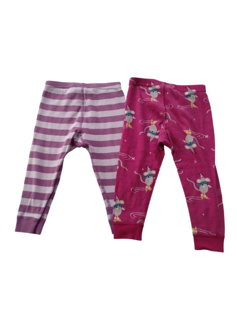 Hanna Andersson Lot of 2 PJ Sets Sz 2T Purple Stripe Winter Mouse HannaJams